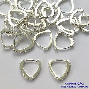 BRINCO FOLHEADA A PRATA COM 50 MILÉSIMOS + VERNIZ DIAMOND - BRINCO ARGOLA COM 1 FILEIRA DE MICRO ZIRCÔNIAS 10MM PRA324