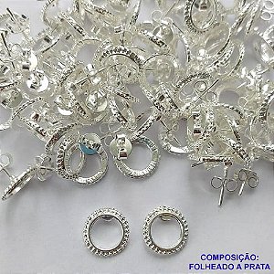 BRINCO FOLHEADA A PRATA COM 50 MILÉSIMOS + VERNIZ DIAMOND - BRINCO DE PINO CÍRCULO 6MM PRA331