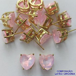BRINCO NO BRUTO PRONTO PARA O BANHO(CX115) - BRINCOS DE PINO COM BASE EM ALTA FUSÃO E PEDRA EM ZIRCÔNIA FANTASIA 10X10MM - PESO TOTAL 2,5GR - BRU14713
