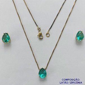 CONJUNTO NO BRUTO PRONTO PARA O BANHO - CONJUNTO COM BRINCOS DE PINO E PINGENTE BASE EM ALTA FUSÃO E PEDRA EM ZIRCÔNIA AZUL 8X10MM - PESO TOTAL 4,8GR - BRU14730