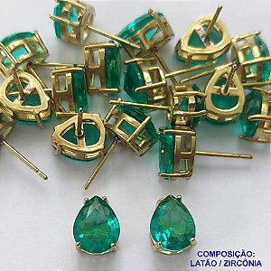 BRINCO NO BRUTO PRONTO PARA O BANHO - BRINCOS DE PINO COM BASE EM ALTA FUSÃO E PEDRA EM ZIRCÔNIA AZUL 8X10MM - PESO TOTAL 2,4GR - BRU14738