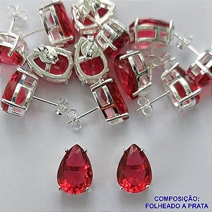 BRINCO FOLHEADA A PRATA COM 50 MILÉSIMOS + VERNIZ DIAMOND - BRINCO DE PINO BASE ALTA FUSÃO VERMELHA 10X14MM PRA335
