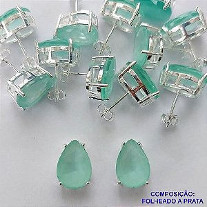 BRINCO FOLHEADA A PRATA COM 50 MILÉSIMOS + VERNIZ DIAMOND - BRINCO DE PINO BASE ALTA FUSÃO VERDE 10X14MM PRA345