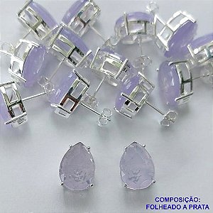 BRINCO FOLHEADA A PRATA COM 50 MILÉSIMOS + VERNIZ DIAMOND - BRINCO DE PINO BASE ALTA FUSÃO LILÁS 10X14MM PRA346
