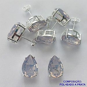 BRINCO FOLHEADA A PRATA COM 50 MILÉSIMOS + VERNIZ DIAMOND - BRINCO DE PINO BASE ALTA FUSÃO LILÁS 10X14MM PRA357