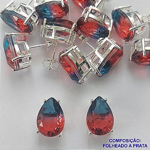 BRINCO FOLHEADA A PRATA COM 50 MILÉSIMOS + VERNIZ DIAMOND - BRINCO DE PINO BASE ALTA FUSÃO RAINBOW 10X14MM PRA358