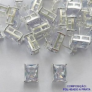 BRINCO FOLHEADA A PRATA COM 50 MILÉSIMOS + VERNIZ DIAMOND - BRINCO DE PINO BASE ALTA FUSÃO CRISTAL 9X11MM PRA360