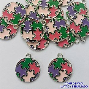 ACESSÓRIO NO BRUTO PRONTO PARA O BANHO - (CX.118)  PINGENTE REDONDO AUTISMO 19MM - PESO 2GR - BRU0002999