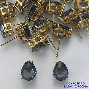 BRINCO NO BRUTO PRONTO PARA O BANHO - BRINCOS DE PINO COM BASE EM ALTA FUSÃO E PEDRA EM ZIRCÔNIA LILÁS 8X10MM - PESO TOTAL 2,4GR - BRU14749