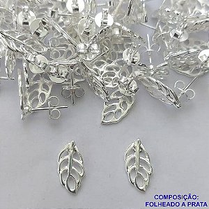 BRINCO FOLHEADA A PRATA COM 50 MILÉSIMOS + VERNIZ DIAMOND - BRINCO DE PINO FOLHA 6MM PRA363