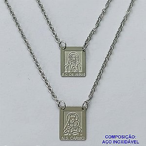 ESCAPULÁRIO EM AÇO INOXIDÁVEL - ESCAPULÁRIO NOSSA SRA DO CARMO - TAMANHO: 60CM - COMPOSIÇÃO: AÇO INOXIDÁVEL - AÇO1960