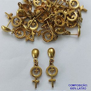BRINCO NO BRUTO PRONTO PARA O BANHO(CX119) - BRINCO DE PINO COM CRUCIFIXO 13MM - PESO TOTAL 1,7GR - BRU14837