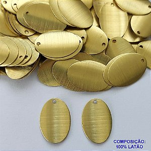 ACESSÓRIO NO BRUTO PRONTO PARA O BANHO(CX119) - (3.1086F1) PINGENTE OVAL ESCOVADO 18MM COM UM FURO - PESO TOTAL 0,8GR - BRU0003015