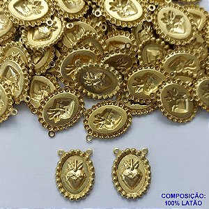 ACESSÓRIO NO BRUTO PRONTO PARA O BANHO(CX124) - (E3388) PINGENTE OVAL SAGRADO CORAÇÃO COM DUAS ARGOLINHA 20MM - PESO TOTAL 0,7GR - BRU0003019