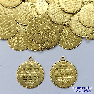 ACESSÓRIO NO BRUTO PRONTO PARA O BANHO(CX125) - (E3417) PINGENTE REDONDO ORAÇÃO ESPIRITO SANTO 20MM - PESO TOTAL 1,4GR - BRU0003022