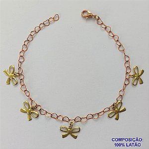 PULSEIRA NO BRUTO PRONTA PARA O BANHO - (CX.30)  PULSEIRA 18CM COM LACINHOS - COMPOSIÇÃO: 100% LATÃO - PESO TOTAL 1,9GR - BRU14889