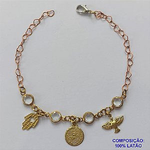 PULSEIRA NO BRUTO PRONTA PARA O BANHO - (CX.30)  PULSEIRA 18CM COM TEMA RELIGIOSO - COMPOSIÇÃO: 100% LATÃO - PESO TOTAL 2GR - BRU14899