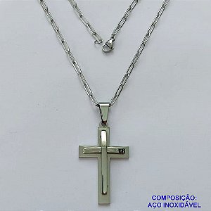 GARGANTILHA EM AÇO INOXIDÁVEL - (12753)   (CX.123) GARGANTILHA COM CORRENTE 60CM E PINGENTE CRUCIFIXO 45MM - COMPOSIÇÃO: AÇO INOXIDÁVEL - AÇO1971