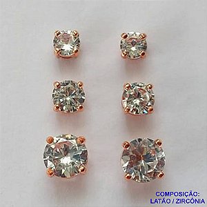 BRINCO NO BRUTO PRONTO PARA O BANHO(CX122)  - BRINCO DE TRIO DE PINO COM BASE EM ALTA FUSÃO COM ZIRCÔNIAS - TAMANHOS: 5/6/8MM - PESO TOTAL 3,7GR - BRU14904