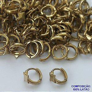 BRINCO NO BRUTO PRONTO PARA O BANHO(CX124) - BRINCO ARGOLINHA DE PRESSÃO DESENHO GEOMÉTRICO - TAMANHO: 10MM - PESO TOTAL 1,2GR - BRU14917