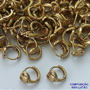BRINCO NO BRUTO PRONTO PARA O BANHO(CX124) - BRINCO ARGOLINHA DE PRESSÃO COM CORAÇÃO VAZADO - TAMANHO: 11MM - PESO TOTAL 1,1GR - BRU14922