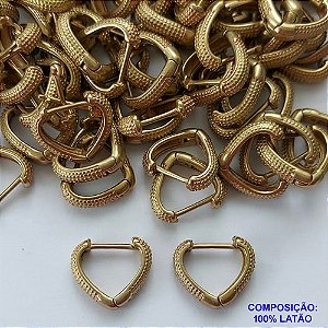 BRINCO NO BRUTO PRONTO PARA O BANHO(CX124) - BRINCO ARGOLINHA DE PRESSÃO ESTILO CORAÇÃO - TAMANHO: 13MM - PESO TOTAL 2,9GR - BRU14940