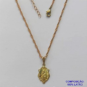 GARGANTILHA NO BRUTO PRONTA PARA O BANHO - GARGANTILHA COM CORRENTE SINGAPURA 45CM (0355) PINGENTE SÃO JOSE - TAMANHO: 17MM - PESO TOTAL 1,3GR - BRU14946