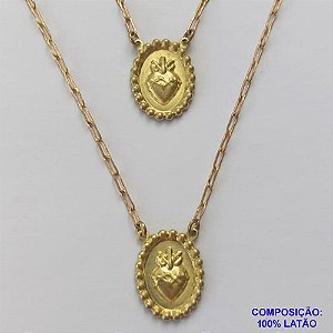 ESCAPULÁRIO NO BRUTO PRONTA PARA O BANHO - ESCAPULÁRIO COM CORRENTE CARTIER 70CM (E3388) PINGENTES SAGRADO CORAÇÃO - PESO TOTAL 3,6GR - BRU14948