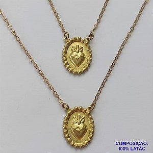 ESCAPULÁRIO NO BRUTO PRONTA PARA O BANHO - ESCAPULÁRIO COM CORRENTE CADEADO 70CM (E3388) PINGENTES SAGRADO CORAÇÃO - PESO TOTAL 3,1GR - BRU14949
