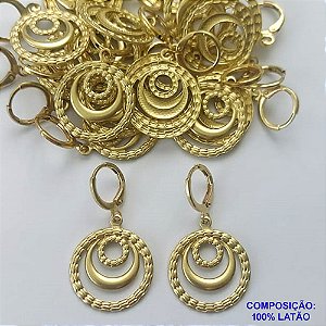 BRINCO NO BRUTO PRONTA PARA O BANHO(CX125) - (5749) BRINCO ARGOLINHA DE PRESSÃO (TRANQUETA) ARGOLAS VAZADAS 20MM - PESO TOTAL 3,2GR - BRU14952