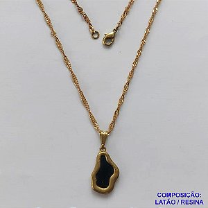 GARGANTILHA NO BRUTO PRONTA PARA O BANHO(CX125) - GARGANTILHA COM CORRENTE SINGAPURA 45CM E PINGENTE NUVEM PRETA 10X17MM - PESO: 3,3GR - BRU14974