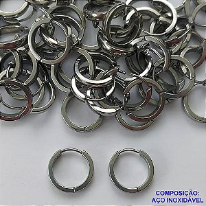 BRINCO EM AÇO INOXIDÁVEL - BRINCO ARGOLA DE PRESSÃO 12MM - (CX.120)  COMPOSIÇÃO: AÇO INOXIDÁVEL -  AÇO1999