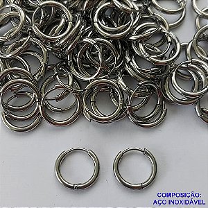 BRINCO EM AÇO INOXIDÁVEL - BRINCO ARGOLA DE PRESSÃO 10MM - (CX.120)  COMPOSIÇÃO: AÇO INOXIDÁVEL -  AÇO2002
