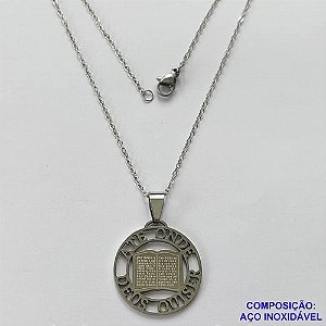 GARGANTILHA EM AÇO INOXIDÁVEL - (CX.60)  GARGANTILHA COM CORRENTE 45CM E PINGENTE ATÉ AONDE DEUS QUISER 23MM - COMPOSIÇÃO: AÇO INOXIDÁVEL - AÇO2020