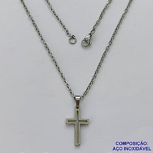 GARGANTILHA EM AÇO INOXIDÁVEL - (AÇO03) -(CX.126)  GARGANTILHA COM CORRENTE 50CM E PINGENTE CRUCIFIXO VAZADO 11X20MM - COMPOSIÇÃO: AÇO INOXIDÁVEL - AÇO2028
