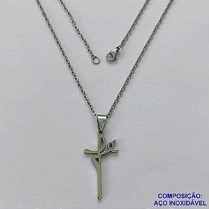 GARGANTILHA EM AÇO INOXIDÁVEL - (AÇO03) - (CX.126)  GARGANTILHA COM CORRENTE 50CM E PINGENTE CRUCIFIXO FÉ 15X30MM - COMPOSIÇÃO: AÇO INOXIDÁVEL - AÇO2029
