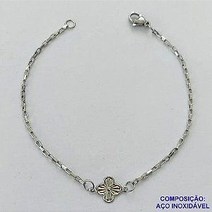 PULSEIRA EM AÇO INOXIDÁVEL - (ACO1012) - PULSEIRA COM  VAN CLEFF 7MM - TAMANHO 18CM - FECHO LAGOSTA - COMPOSIÇÃO: AÇO INOXIDÁVEL - AÇO2038