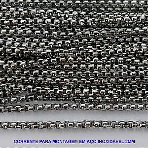 CORRENTE EM AÇO INOXIDÁVEL PRONTA PARA MONTAGEM - (AÇO26) CORRENTE 2MM - VENDIDA POR METRO - AÇO2044