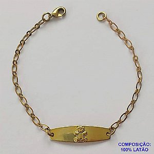 PULSEIRA NO BRUTO PRONTA PARA O BANHO(CX126) - (2792) PULSEIRA INFANTIL COM CHAPINHA URSINHO 7X25MM - TAMANHO 15CM - PESO TOTAL 1,1GR - BRU15017