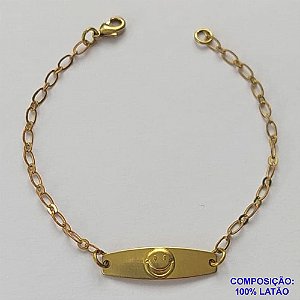 PULSEIRA NO BRUTO PRONTA PARA O BANHO(CX126) - (2794) PULSEIRA INFANTIL COM CHAPINHA SMILE 7X25MM - TAMANHO 15CM - PESO TOTAL 1,1GR - BRU15018