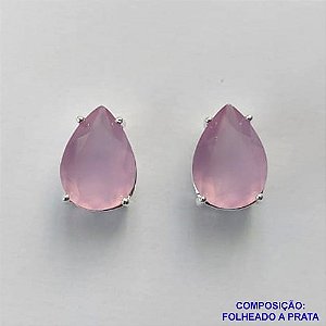 BRINCO FOLHEADA A PRATA COM 50 MILÉSIMOS + VERNIZ DIAMOND - BRINCO DE PINO BASE ALTA FUSÃO LILÁS 10X14MM PRA456