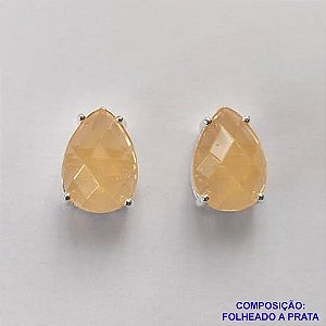 BRINCO FOLHEADA A PRATA COM 50 MILÉSIMOS + VERNIZ DIAMOND - BRINCO DE PINO BASE ALTA FUSÃO LARANJA 10X14MM PRA460