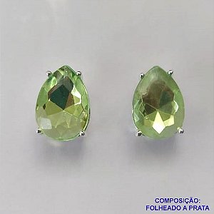 BRINCO FOLHEADA A PRATA COM 50 MILÉSIMOS + VERNIZ DIAMOND - BRINCO DE PINO BASE ALTA FUSÃO VERDE 10X14MM PRA462