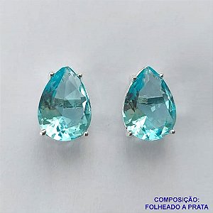 BRINCO FOLHEADA A PRATA COM 50 MILÉSIMOS + VERNIZ DIAMOND - BRINCO DE PINO BASE ALTA FUSÃO AZUL CLARO 10X14MM PRA464