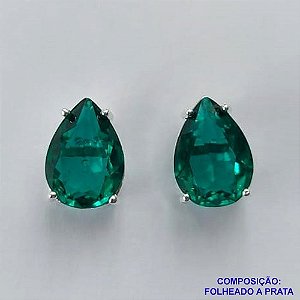 BRINCO FOLHEADA A PRATA COM 50 MILÉSIMOS + VERNIZ DIAMOND - BRINCO DE PINO BASE ALTA FUSÃO VERDE 10X14MM PRA465