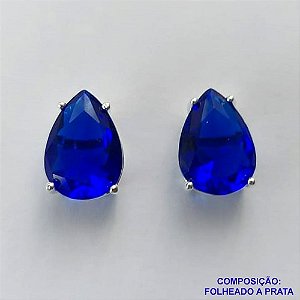 BRINCO FOLHEADA A PRATA COM 50 MILÉSIMOS + VERNIZ DIAMOND - BRINCO DE PINO BASE ALTA FUSÃO AZUL ESCURO 10X14MM PRA468