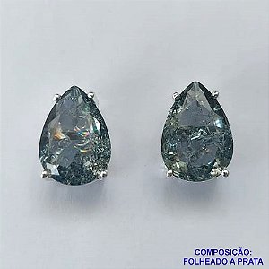 BRINCO FOLHEADA A PRATA COM 50 MILÉSIMOS + VERNIZ DIAMOND - BRINCO DE PINO BASE ALTA FUSÃO CINZA 10X14MM PRA469