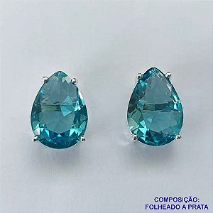 BRINCO FOLHEADA A PRATA COM 50 MILÉSIMOS + VERNIZ DIAMOND - BRINCO DE PINO BASE ALTA FUSÃO AZUL 10X14MM PRA470