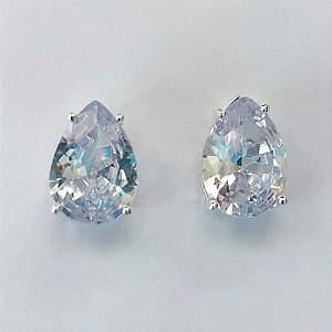 BRINCO FOLHEADA A PRATA COM 50 MILÉSIMOS + VERNIZ DIAMOND - BRINCO DE PINO BASE ALTA FUSÃO CRISTAL 10X14MM PRA473
