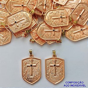 PINGENTE NO BRUTO PRONTO PARA O BANHO(CX128) (CRIS) PINGENTE ESCUDO DA FÉ COM ZIRCÔNIA NEGRA 21X29MM - PESO TOTAL 4,7GR - COMPOSIÇÃO: LATÃO / ZIRCÔNIA - BRU15034